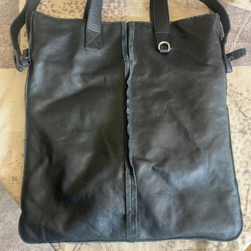 Laura DiMaggio Versatile Crossbody Black Leather Bag Dual Handles Unisex Italy